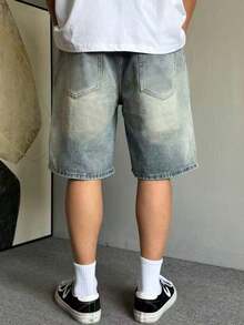 Men's Vintage Distressed Washed Denim Jeans, Summer - Medium Wash - View 2
