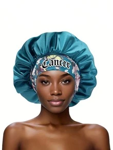 1 pieza Gorro de satén de unicolor con los 12 signos del zodíaco para mujer en color borgoña, adecuado para el hogar y el uso diario, gorro cómodo para el cuidado del cabello durante el sueño, estilo bohemio - Constelación Rojo Vino SM14 - Ver 11
