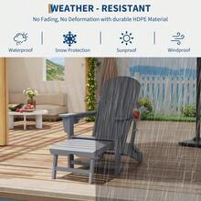 Silla mecedora plegable Adirondack con reposapiés retráctil y portavasos – Silla de patio exterior de HDPE resistente a la intemperie, mecedora ergonómica de respaldo alto para porche, terraza, césped - Gris - Ver 4