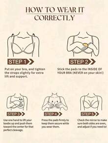 2片装无痕隐形胸贴，双面胶隐形提拉三角垫，适合比基尼泳衣和露背连衣裙，可重复使用防水乳贴，母亲节礼物 - 彩色 - 查看 7