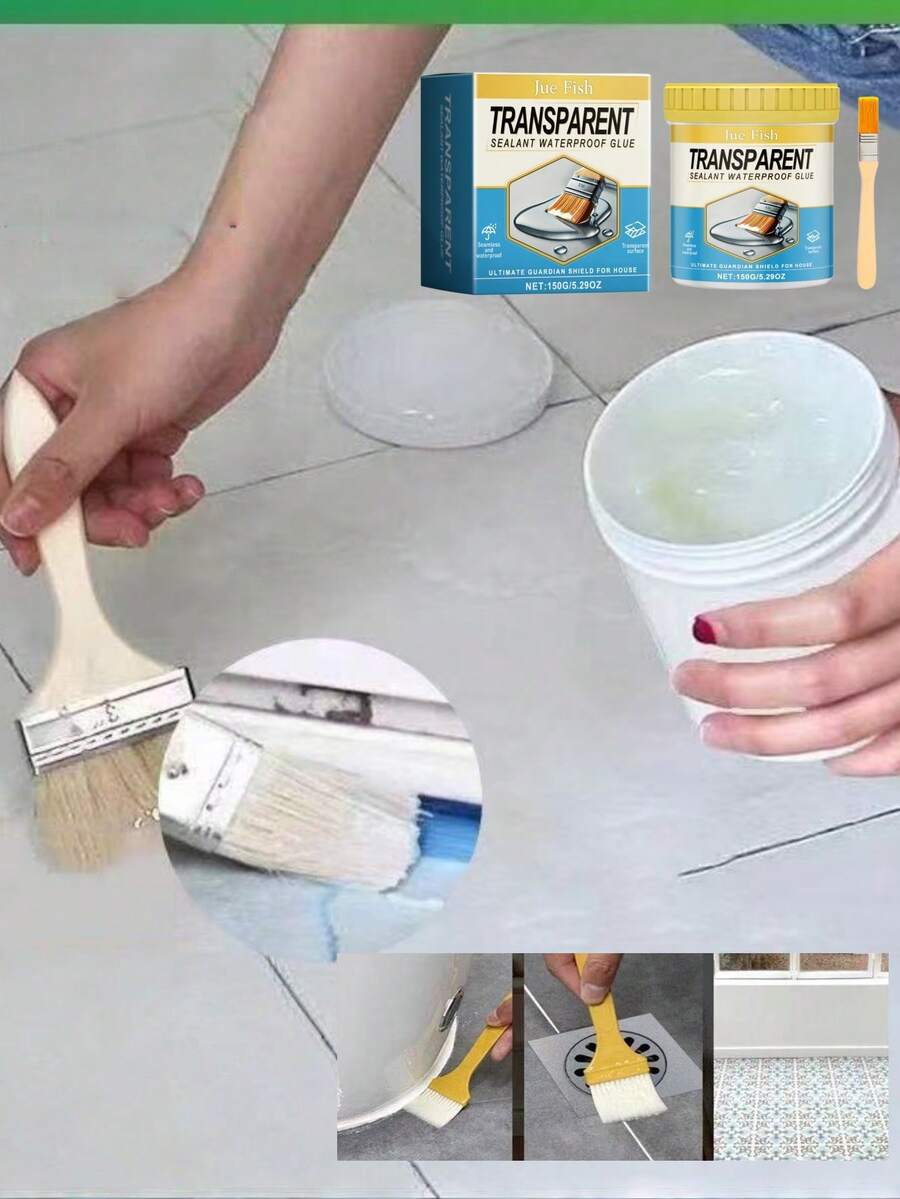 JUE FISH Transparent Waterproof Sealant, Invisible Waterproof And Leak-Proof, Wear-Resistant And Heat-Resistant, Multi-Purpose Leak Repair Glue For Kitchen, Bathroom, Balcony, Exterior Wall