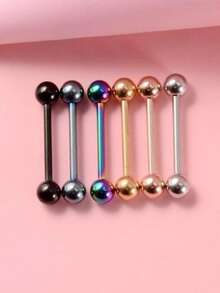 电镀不锈钢舌环 6 件套 - 彩色 - 查看 1