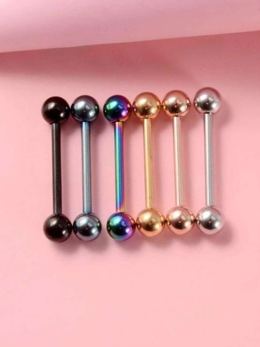 电镀不锈钢舌环 6 件套 - 彩色 - 查看 1