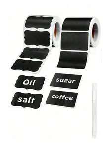 120pcs Reusable Waterproof Black Wave Pattern Labels/Stickers, Suitable For Kitchen Food Storage Containers, Jars, Spices, Food, Includes 1pc White Chalk Marker Pen For Mason Jars, Party Decor, Craft Room, Wedding, Storage, Glass Bottles, Home Kitchen - Multicolor - View 2