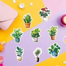 50张春季盆栽植物贴纸，适用于剪贴簿、花园、自然主题，也可作为头盔贴纸、越野摩托车贴纸等，防水乙烯基材质，可用于水瓶、电脑、笔记本电脑、手机、行李箱、笔记本、冰箱等。 - 彩色 - 查看 9