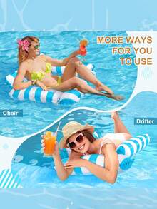 Inflatable Swimming Pool Float Bed, Inflatable Floating Raft, PVC Water Hammock, Swimming Pool Inflatable Float Bed, Swimming Pool Tools, Swimming Tools, Water Sofa, Beach Chair, 4-In-1 (Hammock, Saddle, Chaise Lounge, Float Bed), Multifunctional, Swimming Pool Float Bed, Suitable For Adult Vacation, Entertainment And Leisure, Essential For Summer Travel And Vacation - Four-tube Floating - View 5