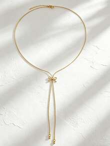 1 pieza Collar ajustable de acero inoxidable para mujer, decoración de moño, estilo de lujo, color dorado, adecuado para uso diario, citas, banquetes, regalo para amigos - Dorado - Ver 6