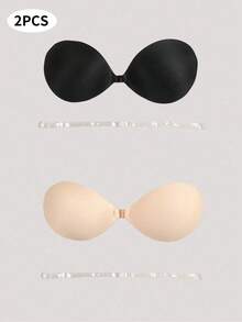 1pc Black Skin-Tone Adhesive Strapless Push-Up Bra, Anti-Slip Sticky Bra For Daily Wear, Dresses, Gowns, Swimwear - Multicolor - View 24
