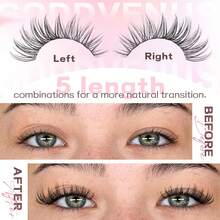[Lowest Price In 30 Days]300pcs C-Curl Fluffy Black Colored Lightweight Cluster False Eyelashes, Thick & Voluminous Individual Lashes, Natural Black Makeup, Soft & Comfortable, Suitable Eyelash Extension At Home, Eyelash Clusters - F-CC Curl Wispy - 查看 6
