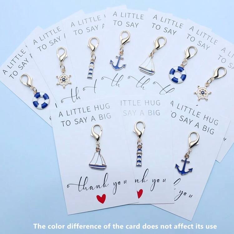 Bộ quà tặng 5/10 móc khóa chủ đề hàng hải cho nam/nữ, quà tặng tiệc bãi biển mùa hè, hình thuyền buồm, mỏ neo, ngọn hải đăng, phao cứu sinh, bánh lái, móc kéo túi xách và phụ kiện ba lô, quà cưới, sinh nhật, tiệc cô dâu. - Nhiều màu - Xem 7