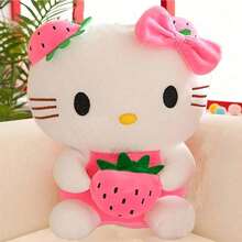 Sanrio 草莓 Hello Kitty 兒童毛絨玩具、Hello Kitty 娃娃、KT Cat 玩偶、睡眠枕頭、生日禮物、派對小禮、紀念品、家具、臥室裝飾，適合親子互動玩具、情人節禮物 - 彩色 - 查看 3