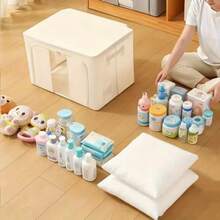 Large Capacity Storage Box (With Transparent Window) - Foldable Clothes, Underwear, Bedding Organizer Box, Suitable For Wardrobe, Bedroom And Home Storage, Wardrobe Organization And Storage Solution | Wardrobe Organization And Storage Products, Christmas Storage, Under Bed Storage - Beige - View 2