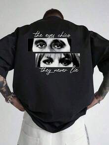 Men's Movie Graphic Tee - Tony  Back Print With Quotes "The Eyes Have It" And "They Never Lie" - Casual Crew Neck Short Sleeve Tee - Loose, Casual, Versatile Summer Tee I0WD - 黑色 - 查看 6