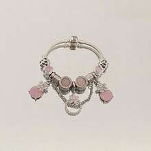 1pcs Small Luxury High Sense Temperament Bracelet Women Pink Eye Cute Flower Pendant Beaded Bracelet Bangles - Vòng tay hoa băng đính kim cương và pha lê nguyên khối (Thiết kế logo) - Xem 6
