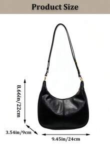Women's Crescent Shoulder Bag, Made Of Solid Color Waterproof PU Fabric, Quilted Design, Minimalist Large Capacity Casual Travel Bag, Suitable For Travel, Shopping, Commuting And Work - Cà phê - Xem 10