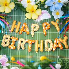 16-Inch Theme Happy Birthday Banner, Purple/Pink/Blue Fabric Printed Balloons, Yellow Daisy Print And Fluorescent Color, Reusable Party Balloons, Ideal For Birthday Party Decoration, Decorative Balloons, Party Balloons For Boys, Girls And Adults - View 7