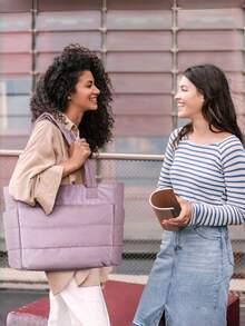 1 chiếc túi tote nữ dung tích lớn, túi tote cotton nhẹ có lớp đệm, thích hợp cho yoga, thể dục, du lịch, mềm mại và êm ái. - Nhiều màu - Xem 6