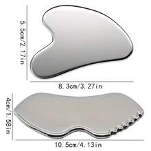 1/2pcs Face Massage Tool Set, Includes Gua Sha Board And Storage Bag. Suitable For Beauty Tools. Thickened And Enlarged Stainless Steel Scraping Gua Sha Board. Can Be Used On Face And Body, Suitable For Salon Use. An Ideal Christmas Gift For Wife, Mother Or Sister - Silver - View 4