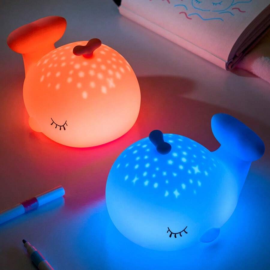 1个星鲸硅胶夜灯 – USB充电，可调光，30分钟定时，柔和LED床头灯，适用于卧室睡眠 - 七彩 - 查看 1