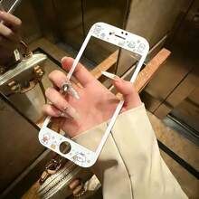 1片装 UV 印刷可爱卡通软边钢化玻璃屏幕保护膜，兼容 6/6s、7/8、5/5s/5c/SE、4/4s、6 Plus/6s Plus、7 Plus/8 Plus - 白色 - 查看 6