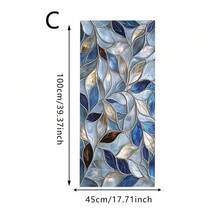 Colorful Glass Static Cling Window Film, Geometric Blue & Green Leaf Pattern Privacy Decorative Film, Removable No Glue Glass Sticker For Bathroom, Dining Room, Office Window Decor - Frosted Film - View 18