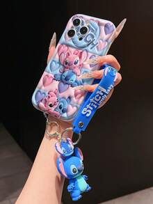 This Disney Stitch Lanyard Phone Case Is Fully Covered In TPU Material. It's Shockproof, Lightweight, And Compatible With IPhone17/16/11/13/15/15 Plus/15 Pro/15 Pro Max/12/14 Pro Max/11 Pro Max/12 Pro/12 Pro Max/13. This Phone Case Makes A Popular Birthday Gift Or Business Gift; It's Durable, Stain- And Fingerprint-Resistant, And Suitable For Both Men And Women. The Set Also Includes A Mickey Mouse Phone Case And A Stitch Plush Bracelet. It's A Perfect Gift For Friends And Family. This Stylish Phone Case Is Fun, Lightweight, And Durable. IPhone17 Pro Max Phone Case, Angel Phone Case. - trắng - Xem 2