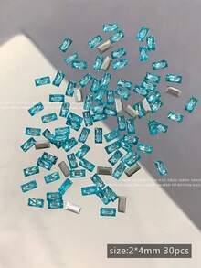 30pcs 2*4 Rectangular Zirconia Nail Art Decorations, Sparkling Champagne Color Rectangular Zirconia, High Quality Nail Rhinestones, 5A Mini Flat Zirconia, Nail Jewelry Diamonds, Nail Decorations, Rhinestones And Decorative Parts, Nail Accessories Nails Nail Charms - Multicolor - View 9