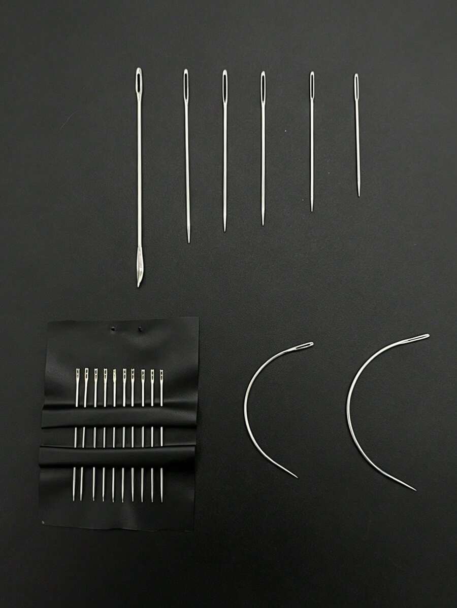 Set Jarum Jahit Tangan Multifungsi Rumah Tangga 18 Buah, Termasuk Jarum Benang Tebal, Jarum Lurus Besar & Kecil + Jarum Lengkung, Jarum Jahit untuk Sofa Kulit / Perbaikan Kerajinan Tangan - Set jarum jahit tangan - View 1