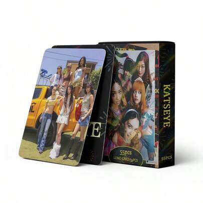 55张KATSEYE女团高清照片卡，明星收藏周边LOMO小卡，KATSEYE应援棒，照片卡，K-Pop