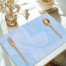 1/2/4/6/8/300pcs Placemat Set, Featuring Floral Patterns, Solid Blue, And Black & White Designs. Made Of 100% Polyester, Size 12*18 Inches. Variety Of Styles Available. Machine Washable Polyester Placemats. Heat Resistant, Stain & Water Resistant, Easy To Clean. Each Design Suitable For Home Dining And Home Decor, Also Can Be Used As Kitchen Supplies And Spring Indoor Decoration. - Multicolor - View 6