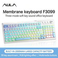 AULA F3099 Wireless Keyboard Rechargeable Mechanical Feel Gaming Keyboard RGB Backlight with Rotary Button Original AULA Bluetooth Keyboard For PC Desktop Game Office Laptop - 查看 16
