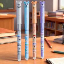 12/4/1 Set Erasable Pens, Includes Multiple Cartoon Pattern 0.5mm Black & Blue Ink Refills, Built-In Eraser, Quick-Drying Ink, Comfortable Grip. Ideal For Office Supplies And School Stationery, Essential For Study And Work - Sets - View 16