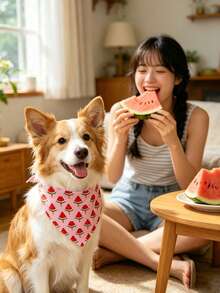 2 Stücke Haustier Hund Bandana Wassermelone Halstuch Kostüm Zubehör Sommer Dreieck Hund Schals Lätzchen für mittelgroße & große Hunde - Verschiedenfarbig - Übersicht 10