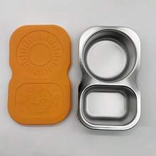 1 paquete de 304 tazas de salsa de acero inoxidable con 2 compartimentos y tapa de silicona, recipiente reutilizable de 2 compartimentos para aperitivos, juego de recipientes para aliños, recipiente pequeño de 2 compartimentos para condimentos con tapa de silicona, adecuado para aliños de ensalada - Multicolor - Ver 12