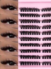 10 Rows Lash Clusters Kit Fluffy Cat Eye Lashes Volume Wispy Individual Lashes Dramatic Eyelash Clusters Natural Look DIY Eyelash Extension Natural Long False Eyelashes Thick Curl Tail Elongated Eyelashes Reusable Cluster Lashes At Home,Perfect For Daily Life,Wedding,Party,Travel Lash Clusters Kit - C - View 7