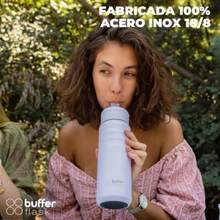 BUFFER FLASK Termo Acero Inoxidable de 700 ml Botella Térmica Antigoteo y Hermética Termo Acero para Agua Fría 24h y Caliente 12h - Termos para Agua - 24 Oz 700 ml/ 24 Oz - LILA EMPAPADA - Ver 5