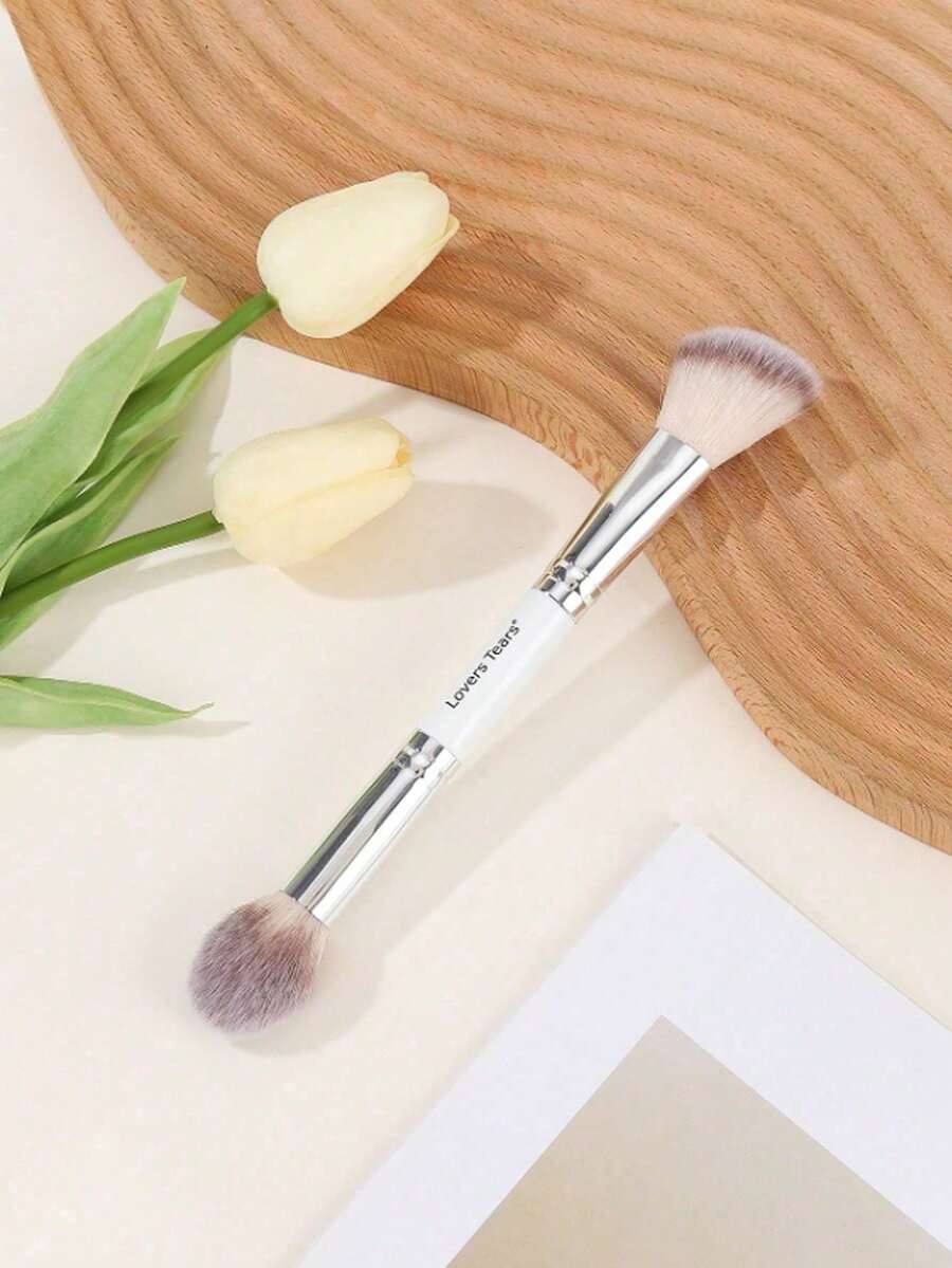 1 cọ trang điểm hai đầu màu trắng đa năng, dùng để đánh má hồng, phấn phủ và tạo khối, dụng cụ trang điểm. - Nhiều màu - Xem 1