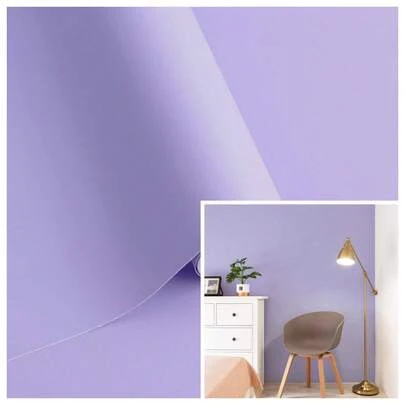 1 Roll Self-Adhesive Matte Purple Wallpaper, PVC Decorative Sticker For Bathroom, Hotel, Restaurant, Home Decor, Contact Paper For Desk, Cabinet, Waterproof & Wear-Resistant, Removable Solid Color Wallpaper, 15.7inX39.3in/118.1in/196.8in