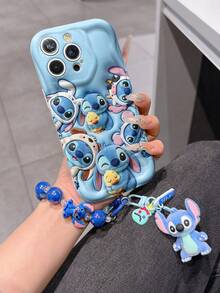 Disney Has Authorized, Phone Case - Chain Set, The Stitch Lilo & Stitch 3D Phone Case Plus A Silicone 3D Stitch Bracelet With Metallic Ring Removable Bracelet, Stitch And Angel Pattern, Compatible With Iphone 17/16/15/14/13/12/11/XS/XR/X Plus Pro Max, A Stylish Cartoon Phone Case, The Perfect Gift Choice, Phone Protection, Durable Phone Cover, Great Gift For Friends And Family - 白色款式B - 查看 2