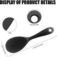 1PC Rice Paddle Spoon, Non Stick Rice Spatula Rice Cooker Spoon, Heat Resistant Rice Scooper Rice Spoon Kitchen Cooking Utensil Rice Mashed Potato, Size 10.83x 2.56in Black - Black - View 3
