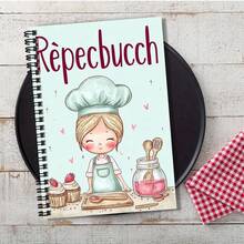 Cute Cartoon Cooking Recipe Spiral Notebook, Cover With Chef Hat Girl, Full Of Sweet Cooking Atmosphere. Suitable For Home Chefs To Record Kitchen Diary, Make Cooking Plans, Also Can Be Used As Study Notes, And Is A Thoughtful Gift Choice For Cooking And Recording Enthusiasts. - 3 - View 3