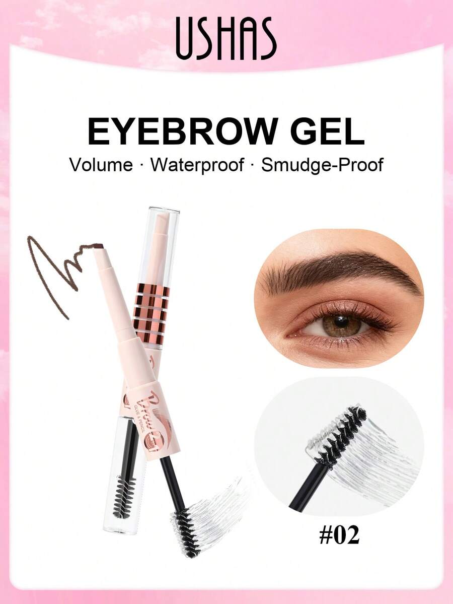 USHAS 二合一眉笔眉胶，精准斜角笔尖，轻松填充和勾勒眉形；透明眉胶持久防水防汗，打造完美妆容，新手也能轻松上手。 - #02 - 查看 1