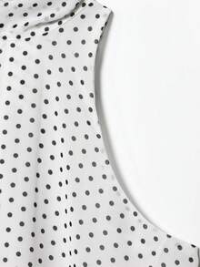 CAREE Women's Spring & Summer Vintage Polka Dot Tie Neck Halter Top - Black and White - View 4