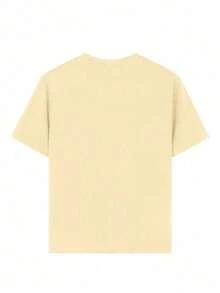 Tween Girl Casual Graphic Print Crew Neck Short Sleeve T-Shirt, Summer TopLong Sleeve T-Shirt, Spring Layering, Casual Tops, Basic Tee, Unisex, Couple Matching, Men & Women - White - View 11