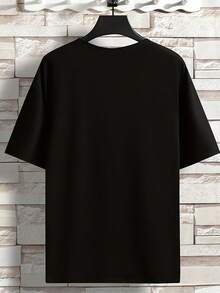 Classic Men's Casual Graphic T-Shirts For Summer, Oversized T-Shirts With SKULL AND Print And Crew Neck, Stylish Men's Clothing - Unisex Cotton T-Shirt - 黑色 - 查看 2
