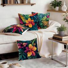 Bộ 4 vỏ gối in hình cây cối và hoa nhiệt đới - Nhiều màu - Xem 10