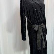 女士中长款金色丝绒睡袍，奢华时尚性感浴袍，家居睡衣，春/秋/冬款 - 黑色 - 查看 7