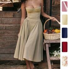 2026 Spring New Women's Clothing: Cross-Border European And American Dress, Elegant French Retro Waist-Cinching Strap Dress - 粉色 - 查看 2