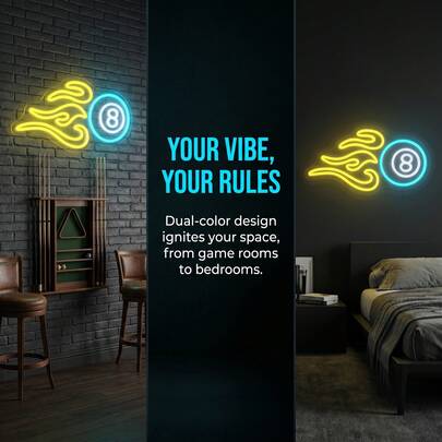 1 Biển Đèn Neon Bi-a Nhiều Màu Sắc, Đèn LED Neon Nguồn USB Điện Áp Thấp, Đèn Trang Trí Tường Cho Phòng Ngủ, Phòng Giải Trí, Quán Bar, Câu lạc bộ, Phòng Bi-a, Trang Trí Nhà Cửa, Nghệ Thuật Treo Tường, Đèn Ngủ, Món Quà Sinh Nhật, Quà Lễ Hội Hoàn Hảo Cho Người Hâm Mộ Bi-a, Nam Giới, Bạn Trai, Bố, Gia Đình, Bạn Bè