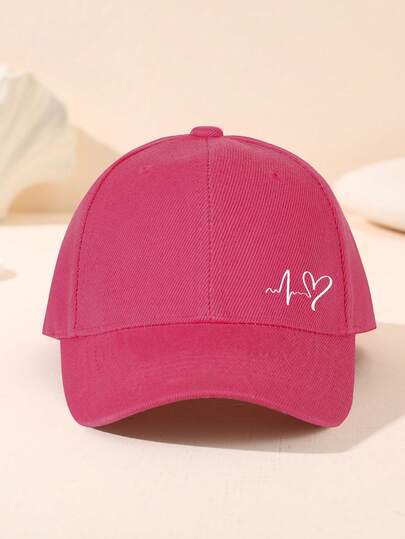 1pc Heart Print Adjustable Women's Baseball Cap, Lightweight Breathable Polyester, Outdoor Sports Cap, Casual Sun Hat, Golf Cap, Multiple Colors Available In Heart Series